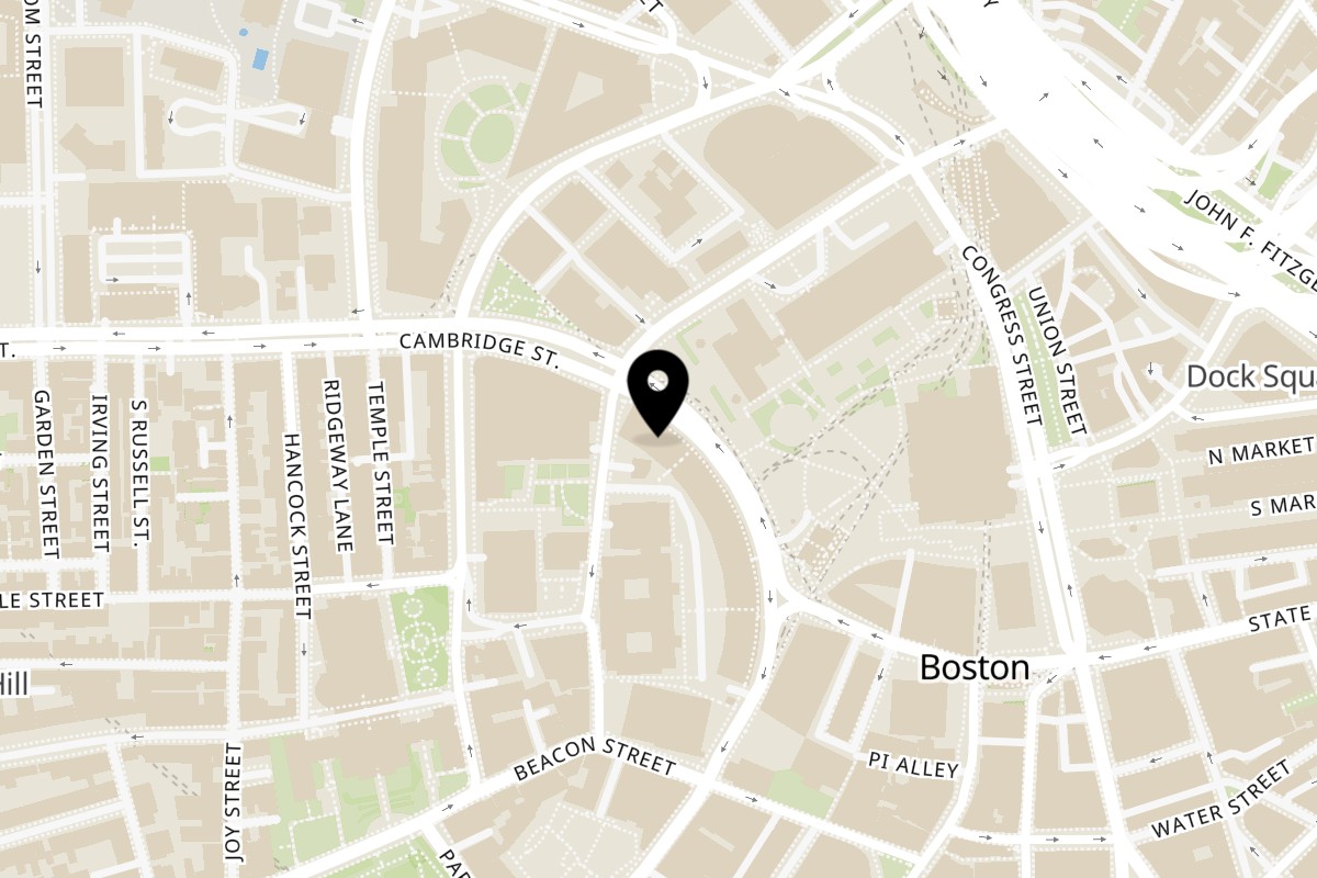 Map showing the location of The Dubliner on 2 Center Plz in Boston